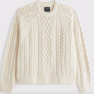 White Abercrombie Cable Knit Sweater